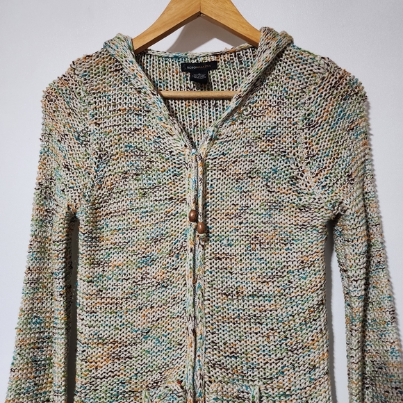 Bcbg vintage zip up knit earth toned hooded sweater - Picture 6 of 10